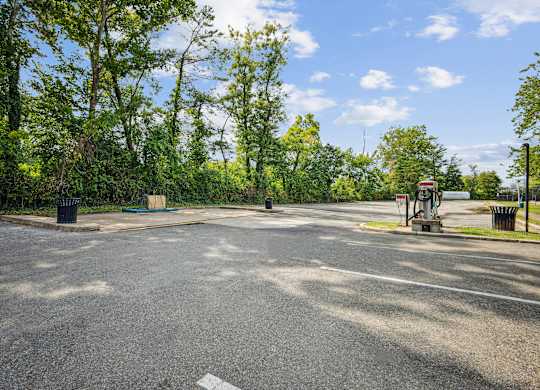 A roundabout with trees at Riverside Apartments, Alexandria, Virginia