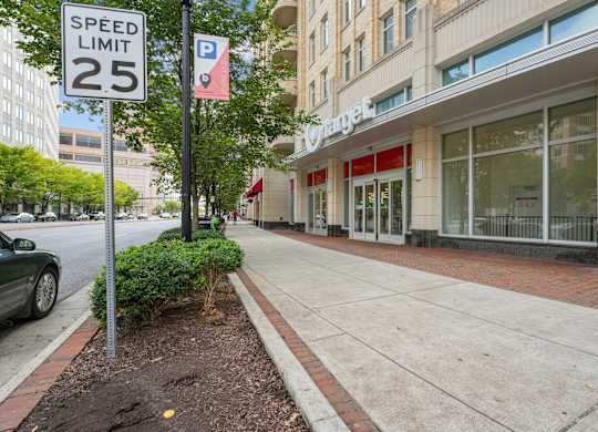 A Target store is located on a street with a speed limit of 25.