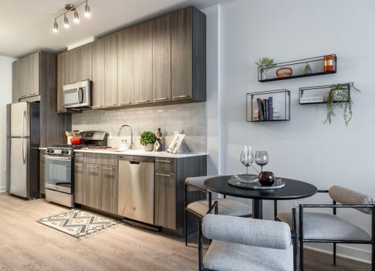 Kitchen area at Trove Apartments, Virginia