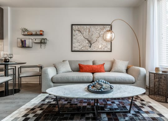Living Room decor at Trove Apartments, Arlington, VA, 22204