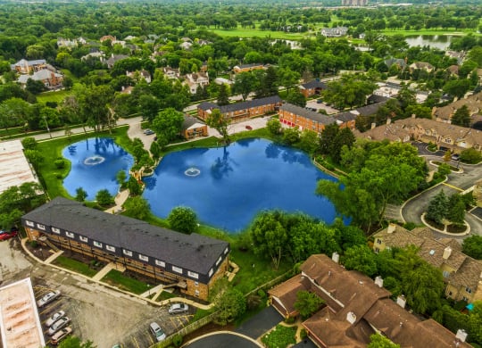 Aerial view of amenities at The Hinsdale, Hinsdale, IL, 60521