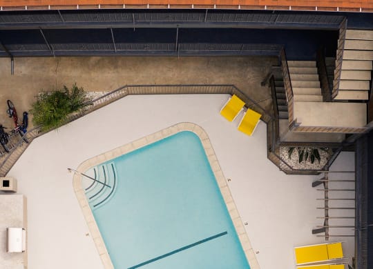 Overhead view of a swimming pool