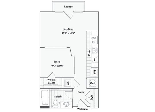 Floor Plan Layout at Arrive Federal Hill, Baltimore, 21230