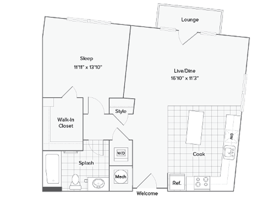 Floor Plan Layout at Arrive Federal Hill, Baltimore, MD, 21230