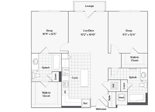 Floor Plan Layout at Arrive Federal Hill, Maryland