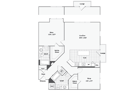Floor Plan Layout at Arrive Federal Hill, Baltimore, Maryland