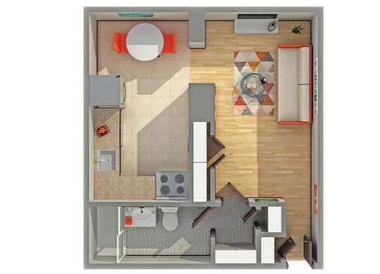 The Brady Floor Plan at Cambridge Manor Apartments, Milwaukee, WI, 53202