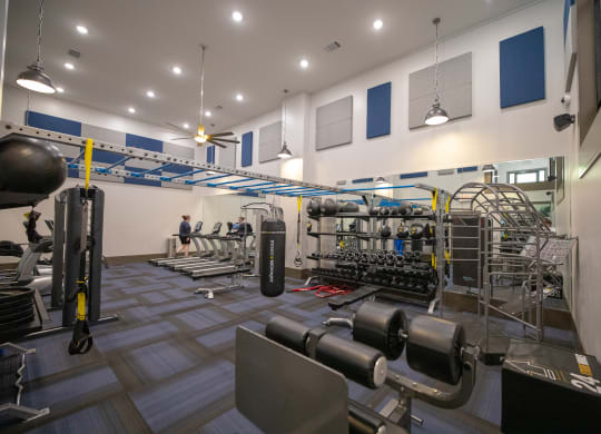 Wynnwood Vinings two story fitness center interior room filled with lots of bikes and exercise equipment