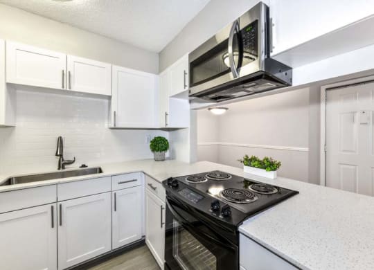White renovated kitchen at Veridian at Sandy Springs apartments