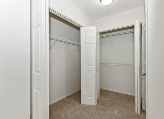 a spacious closet in a bedroom at Canopy at Baybrook apartments in Charlotte NC