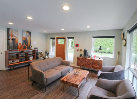 Inside the renovated leasing office at Foster Creek apartments