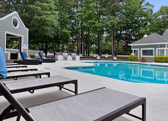 the resident swimming pool at Lexington Farms apartments in Raleigh