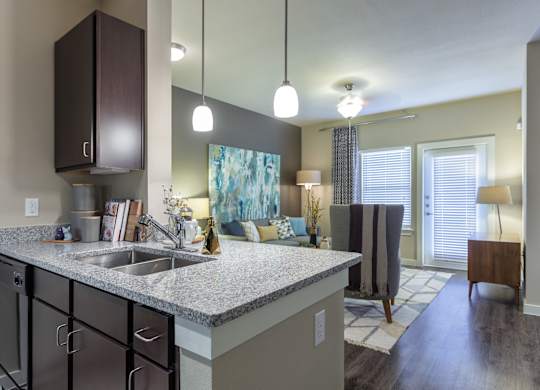 Model Kitchen with Pendant Lighting