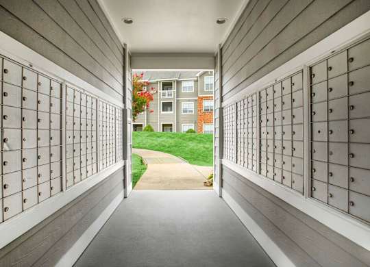 the Mail center at Seasons at Umstead apartments in Raleigh