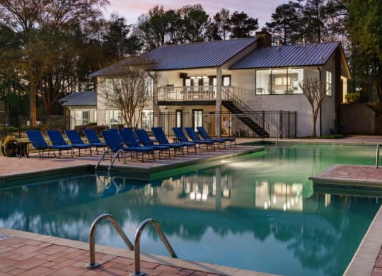 Dog-Friendly Apartments in Sandy Springs, GA - Veridian at Sandy Springs - Swimming Pool with Lounge Chairs
