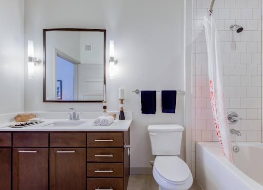 Bathroom with mirror at Agave, San Antonio, 78205