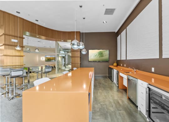 The Clubhouse with a bar and kitchen at Harbor Pointe, New Jersey, 07002
