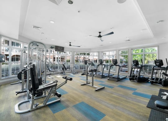 large fitness center at The Lena, Raritan