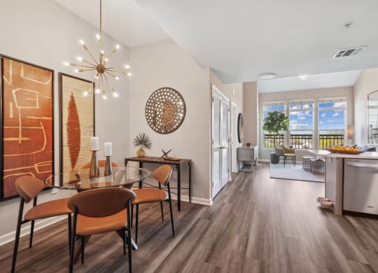 Living and dining area at Metro 303, New York, 11550
