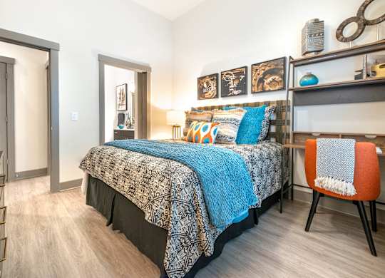 Bedroom With Desk at The Bridge at McKinney, Texas