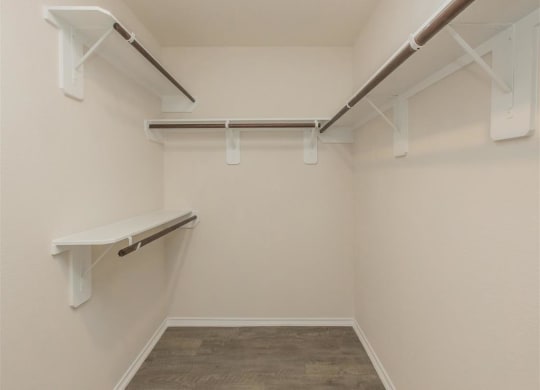 our apartments have a walk in closet with plenty of room to move around at The Village at Granger Pines, Conroe Texas