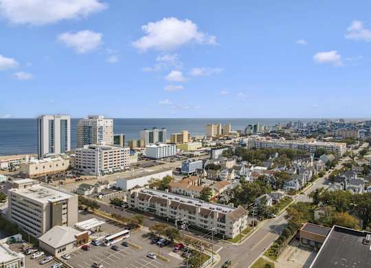 the city of with ocean in the background