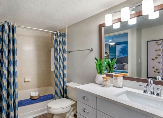 a bathroom with a shower and a toilet and a sink at The Villas at Ibis Landing, Parkland, 33067