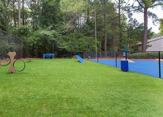 a tennis court with two tennis rackets on the grass at High Ridge Apartments, Georgia