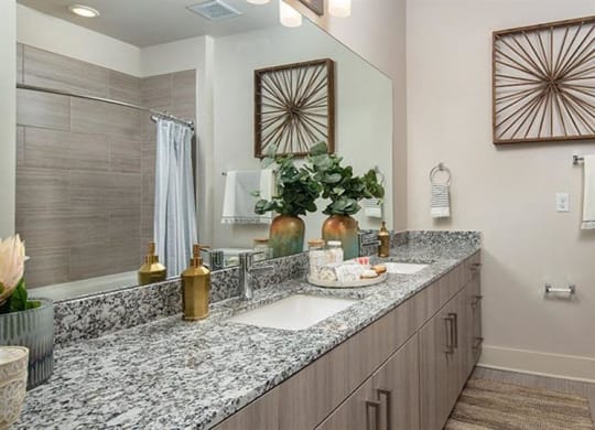 a bathroom with a toilet and a sink and a mirror at Promenade at Newnan Crossing, Newnan Georgia