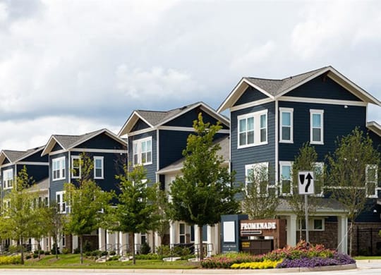 a row of houses on the side of a street at Promenade at Newnan Crossing, Newnan