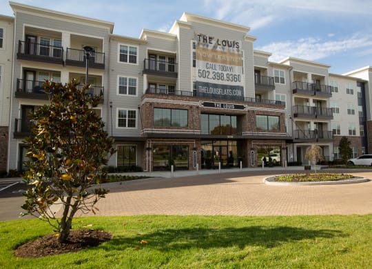 an exterior view of the lofts at city center apartments at The Louis Apartment Flats, Louisville