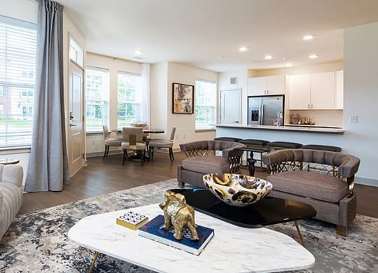 a living room filled with furniture and a large window at Canopy at Ginter Park Apartments in Richmond, Virginia 23227