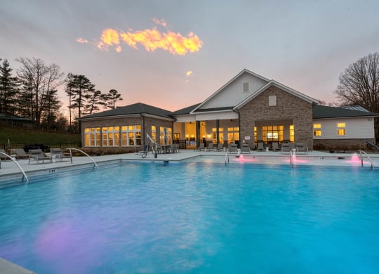 the swimming pool at the residence at dusk at Retreat at Arden Farms, North Carolina