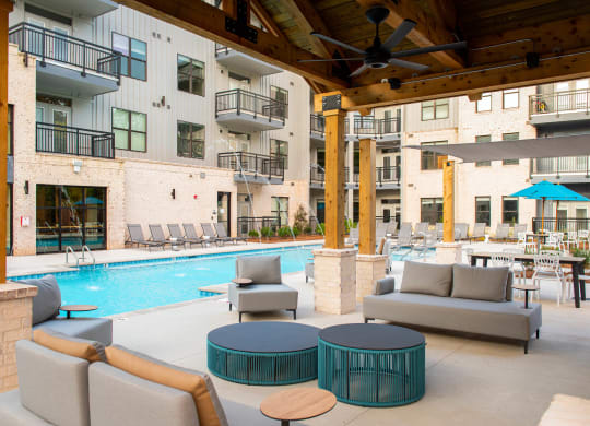 Pool And Cabana at One Riverside Apartments, Chattanooga