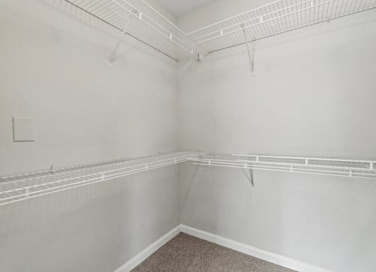 the preserve at ballantyne commons apartment closet and wire shelving at SomerHill Farms Apartments, Gainesville Virginia