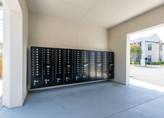 a large locker room in the side of a building at Residences at 393 North Apartments, Santa Rosa Beach, Florida