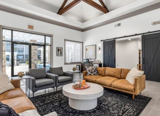 a living room with two couches and a coffee table at Marina Point, Tennessee, 37415