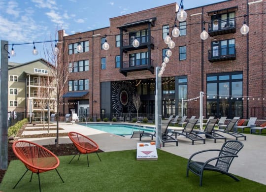 a view of the pool at  Livingston Flats Apartments, Virginia