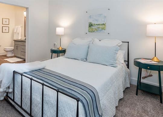 a bedroom with a bed and two night stands at Livingston Flats Apartments, Chesterfield, Virginia