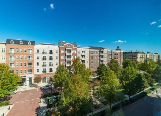 a view of a apartment complex from above at Flats at West Broad Village, Virginia, 23060
