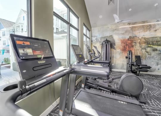 the apartments at masse corner 205 fitness room at Artistry at Winterfield Apartments, Midlothian