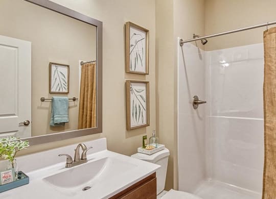 a bathroom with a sink toilet and shower  at Sapphire at Centerpointe, Virginia, 23114