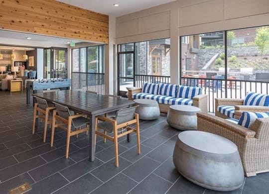 Screened outdoor lounge at 2000 West Creek Apartments, Virginia, 23238