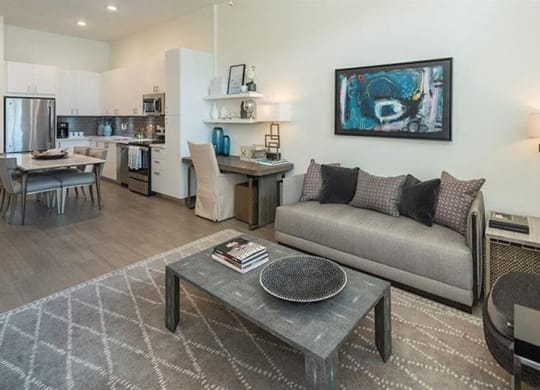 Kitchen and living room open concept at 2000 West Creek Apartments, Virginia, 23238