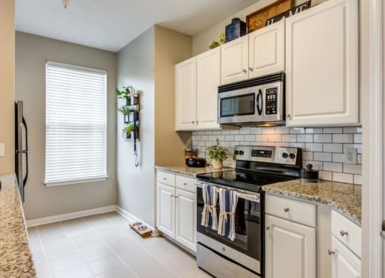 a kitchen with a stove top oven next to a window at Sterling Manor, Williamsburg Virginia
