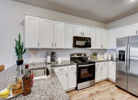 Kitchen with Stainless Steel Appliances at Brighton Townhomes in Acworth, Georgia
