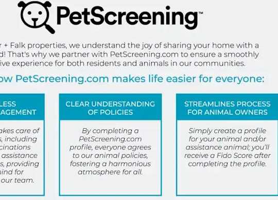 A poster explaining how PetScreening.com makes life easier for everyone.