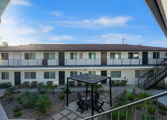 A sunny day at the courtyard of a residential building. at Torrance Gateway Apartments, Torrance, 90501