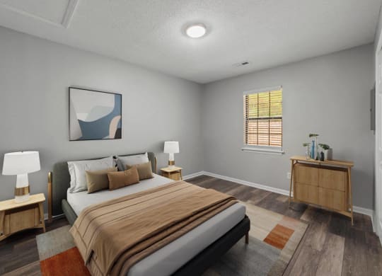 a bedroom with a bed and a window at Bennett, Greenville, NC