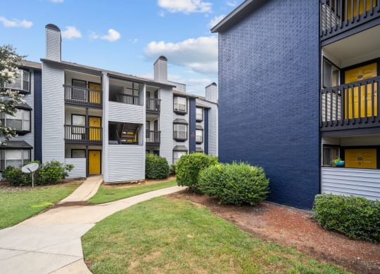 anson at north hills blue and white apartment building